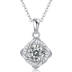 1-Carat Necklace Round Brilliant Cut GRA Lab Certified Moissanite Diamond D/VVS1